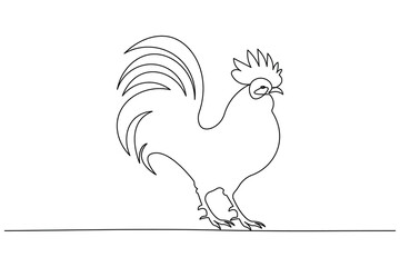 Chickens rooster continuous line drawing and minimalist style isolate outline  vector icon