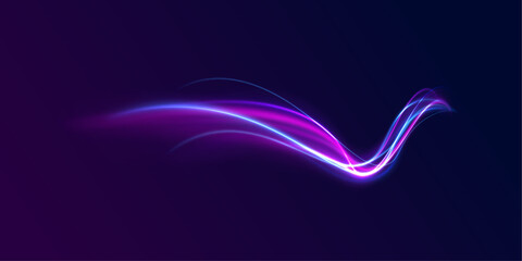 Neon color glowing lines background, Glowing wave swirl, impulse cable lines. High-speed light trails effect. Futuristic dynamic motion technology. Png, neon, line, blur, beam, ray, abstract, energy, 