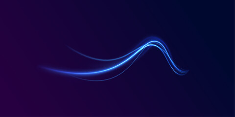 Abstract background in blue and purple neon glow colors. Png, lens, light, neon, line, blur, beam, ray. Laser beams luminous abstract sparkling isolated on a transparent background.  