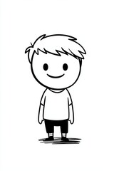 A cute cartoon character with simple lines and shapes, minimalistic design on a white background