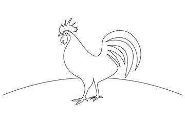 Chickens rooster continuous line drawing and minimalist style isolate outline  vector icon