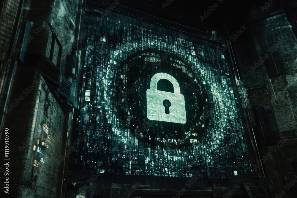Aufkleber digital lock symbol on a high-tech background representing cybersecurity and data protection in a fu