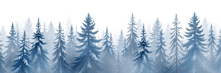 Obraz premium Soft watercolor illustration of a serene winter forest landscape
