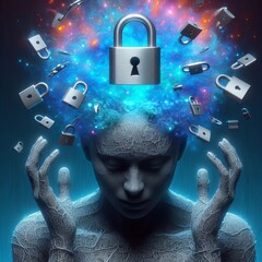 Mental Health Stigma A person s head with a lock symbolizing the