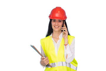 Professional woman architect wearing protective gear