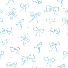 Baby Blue Coquette Bows Seamless Vector Pattern