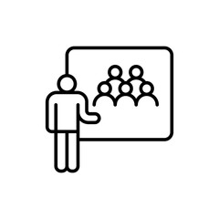 Community manager outline icons, minimalist vector illustration ,simple transparent graphic element .Isolated on white background