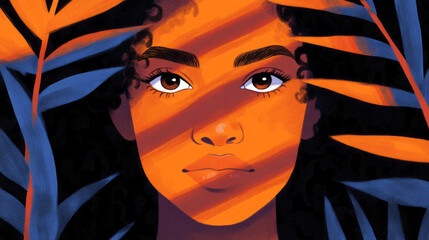 vibrant abstract portrait art of a woman