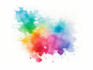 Fototapeta premium A vibrant handmade watercolor splash with a rainbow color palette.