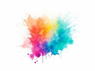 Fototapeta premium A vibrant handmade watercolor splash with a rainbow color palette.