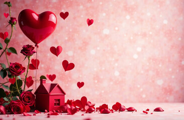 Festive card for Valentine's Day. Place for text.