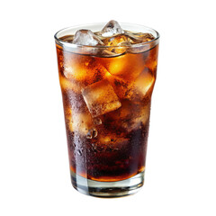 Refreshing beverage with ice cubes in a glass: A chilled drink, full of bubbles, stands in a transparent glass, ready to quench your thirst.