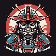 Futuristic Samurai Robot in Armor