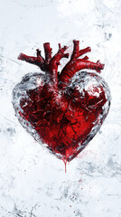 Shattered glass effect revealing a vivid, fiery heart within.