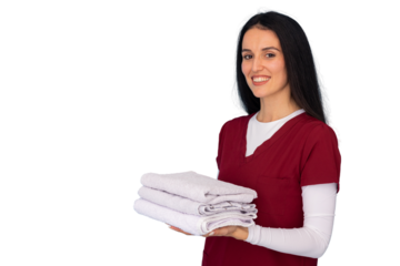 Young female housekeeper in uniform