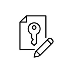 Keyword research outline icons, minimalist vector illustration ,simple transparent graphic element .Isolated on white background