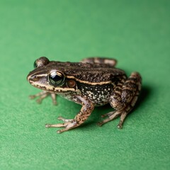 Fototapeta premium Close-up of Brown Frog on Green Surface with Detailed Texture