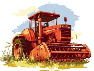 Obraz premium Modern Vector Design of Rice Harvester Machine