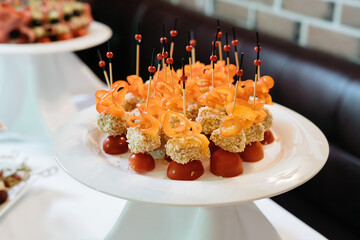 Catering, canape platter, sesame pepper cheese balls