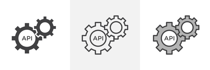 API icon collection in black and colored style.