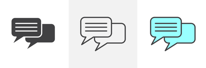 Naklejka premium Chat icon collection in black and colored style.