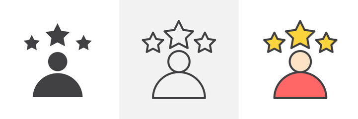 Customer satisfaction icon collection in black and colored style.