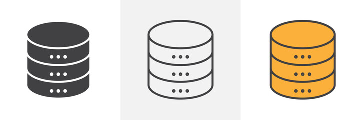 Database icon collection in black and colored style.