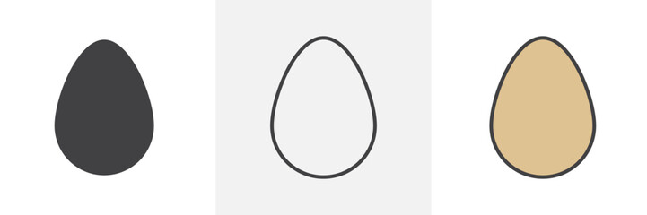 Egg icon collection in black and colored style.