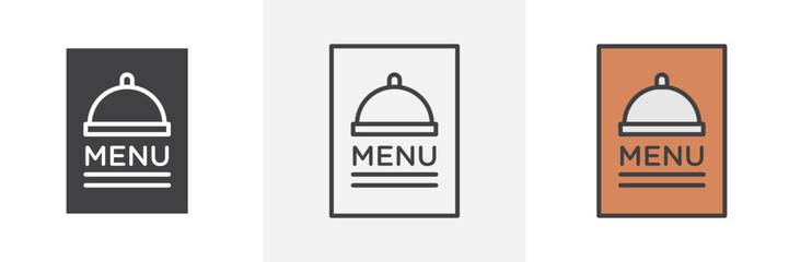 Menu icon collection in black and colored style.