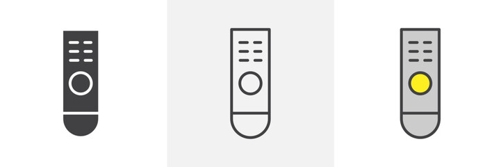 Remote control icon collection in black and colored style.