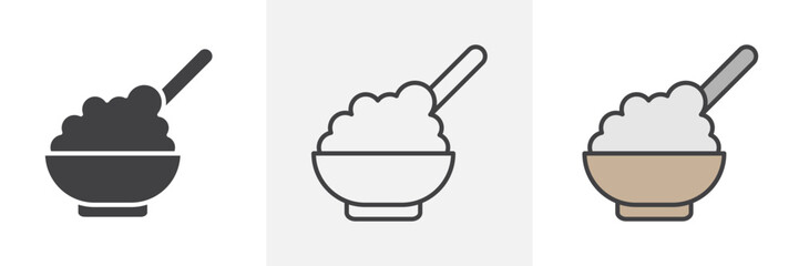 Rise Bowl icon collection in black and colored style.