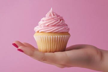 A Close-Up of a Hand Holding a Cupcake