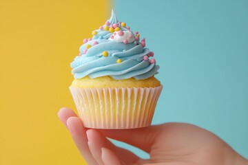 A Close-Up of a Hand Holding a Cupcake