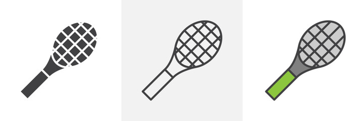 Tennis icon collection in black and colored style.
