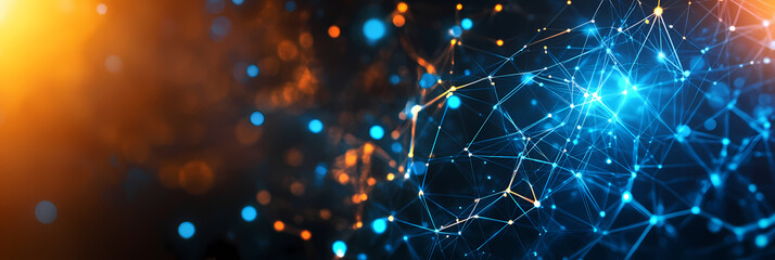 Obraz premium Futuristic Neural Network Diagram with Glowing Connections