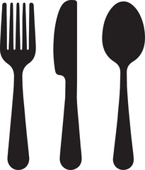 set of fork, knife, spoon logo silhouette design vector art illustration