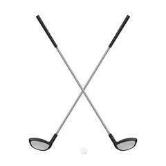 Crossed Golf Clubs Icon Cartoon Color Illustration