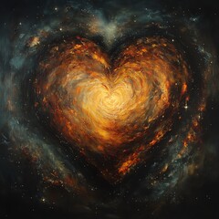 Fototapeta premium Heart Shape in a Cosmic Galaxy Swirl