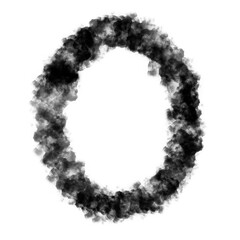 Number Zero (0) made with Sky or Cloud effect, Fog or smoke isolated on white background, Black color, Mist or smog Special effect, Abstract, Creative, Illustration design