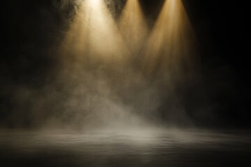 Dramatic Stage Lighting with Smoke Effects for Theatrical Productions, Performances, and Creative Photography, Featuring a Dark Background with Illuminated Beams