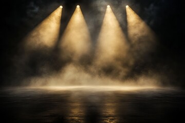 Dramatic Spotlight Effects in a Darkened Space with Soft Smoke and Light Beams Creating an Evocative Atmosphere for Performance and Event Photography