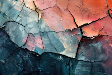 Fototapeta premium A close-up of a cracked painting surface with intricate details