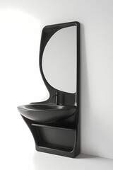 Contemporary luxury washbasin with matte black finish and integrated storage