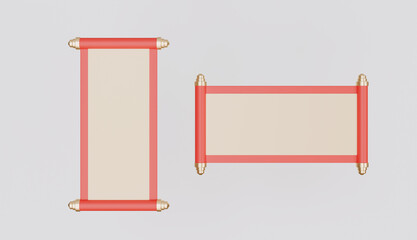 Blank Red Beige Scroll Mockup Asian Design Template Invitation Announcement