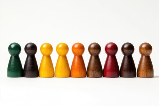 Row of colorful wooden pegs used for crafting or organization