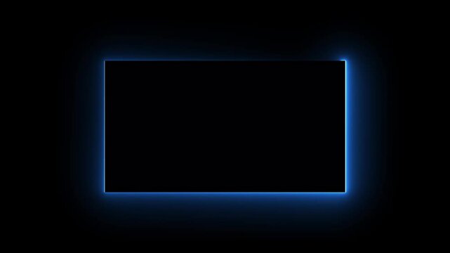 Neon picture frame animation. Glowing neon Light, Square, empty square, Cube. Abstract neon laser Line empty frame background.