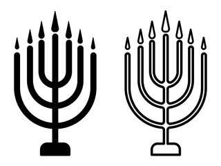 Big menorah icon, flat style pictogram icon for mobile app ui or ux, vector illustration symbol logo design sign, isolated on white