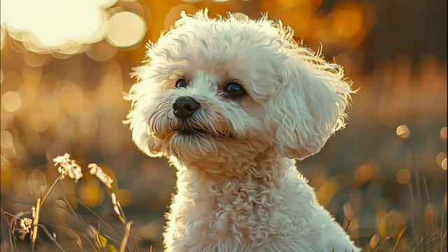 bichon frize in nature. selective focus