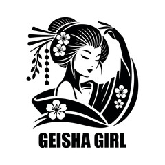 Authentic Geisha Girl Silhouette Vectors for Cultural and Creative Projects