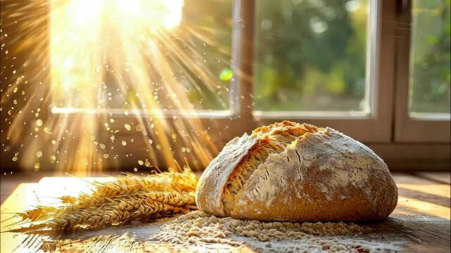 bread is baked on the table. selective focus
